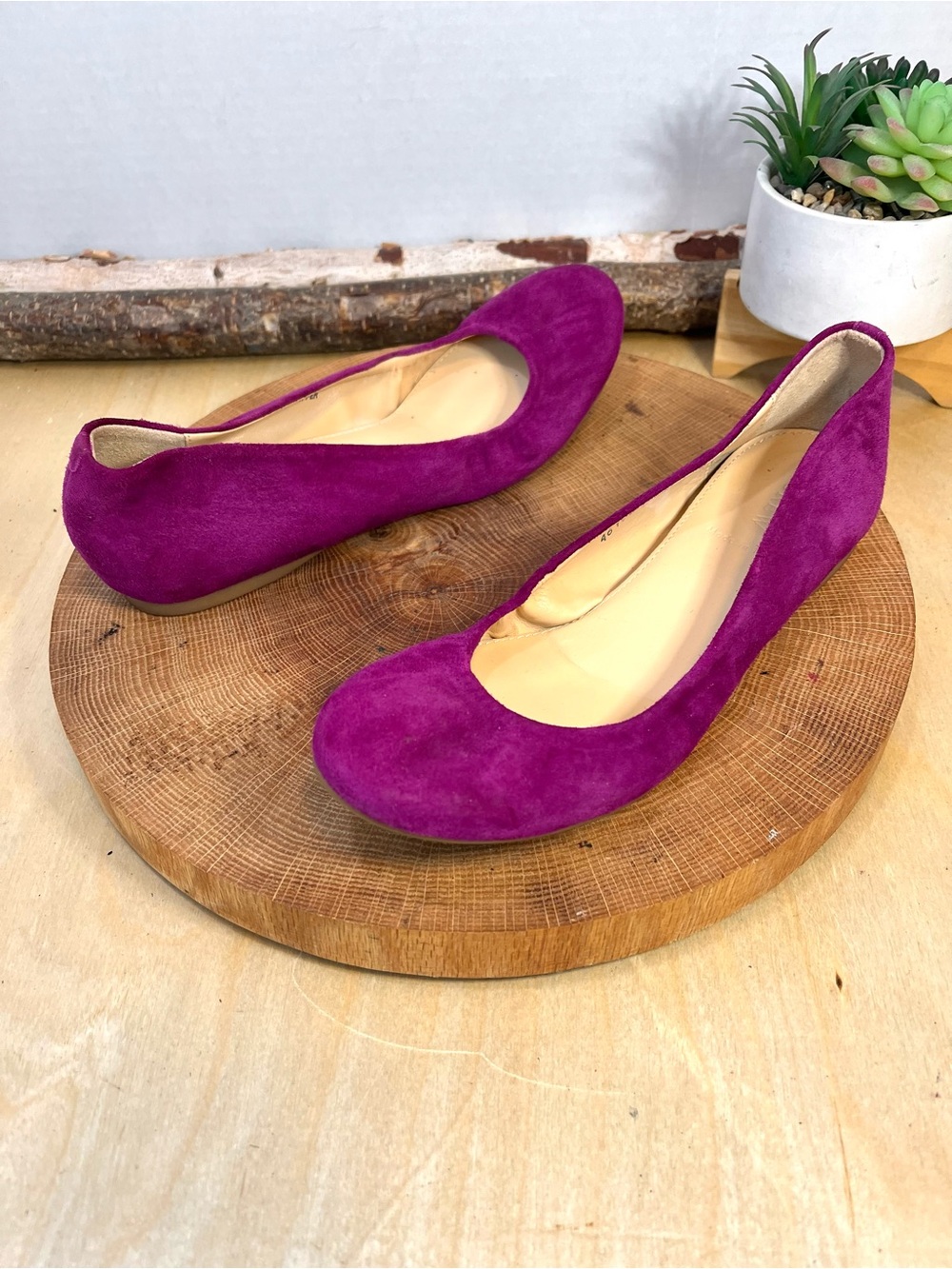 J.Crew Made in Italy Suede Ballet Flats Magenta Size 7